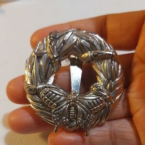 Vintage John Hardy For Neiman Marcus Summer Wreath Butterfly Bamboo Scarf Clip